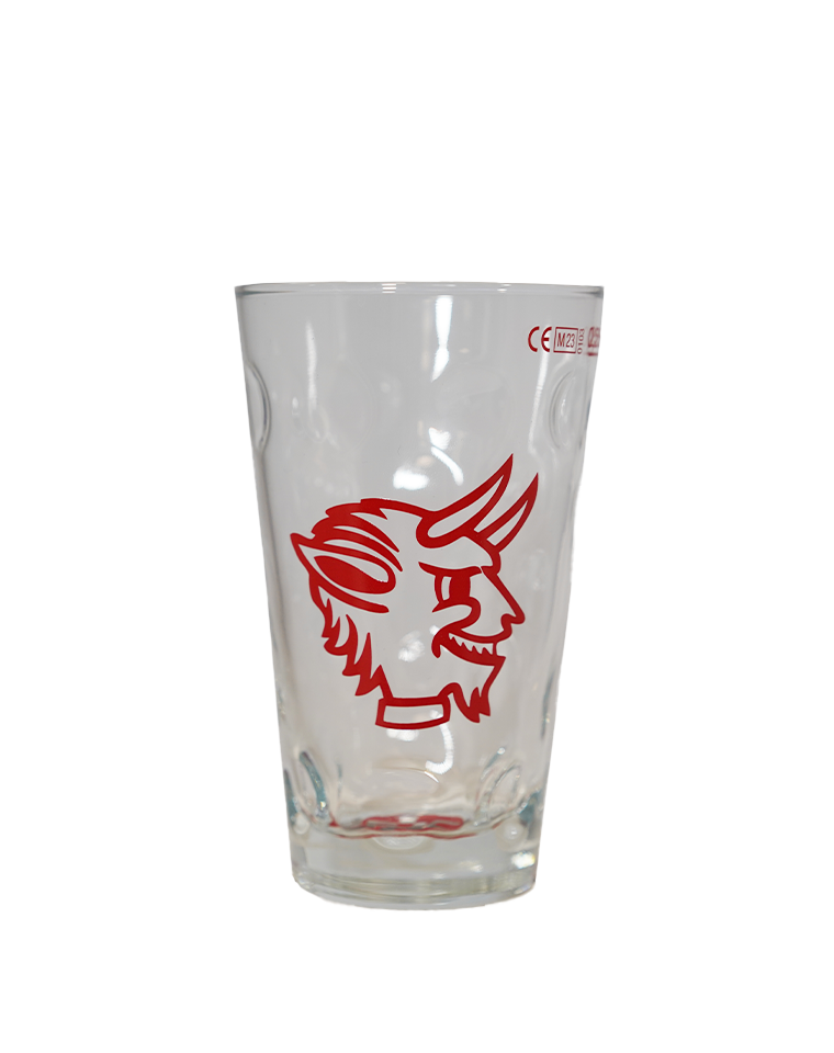 Dubbeglas klein Teufelskopf mit Bodenlogo