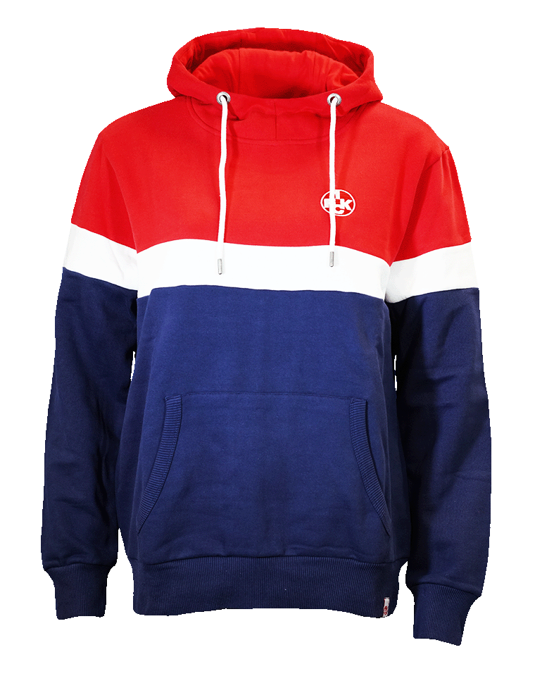 Hoodie Blockstreifen rot/navy