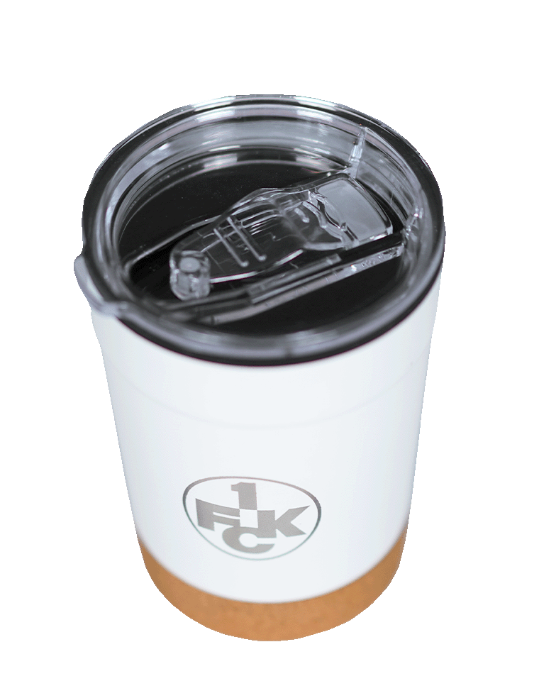 Edelstahlbecher Logo weiß