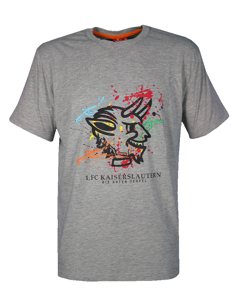 T-Shirt Teufelskopf grau