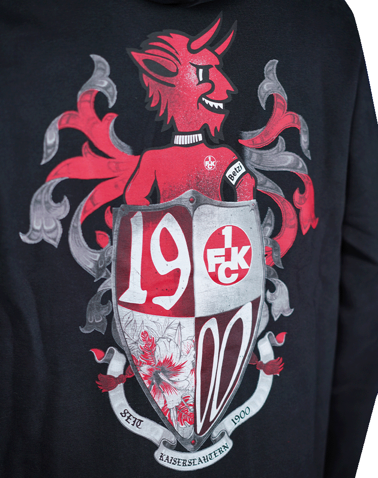 Hoodie Teufel mit Wappen Rückenprint 3XL