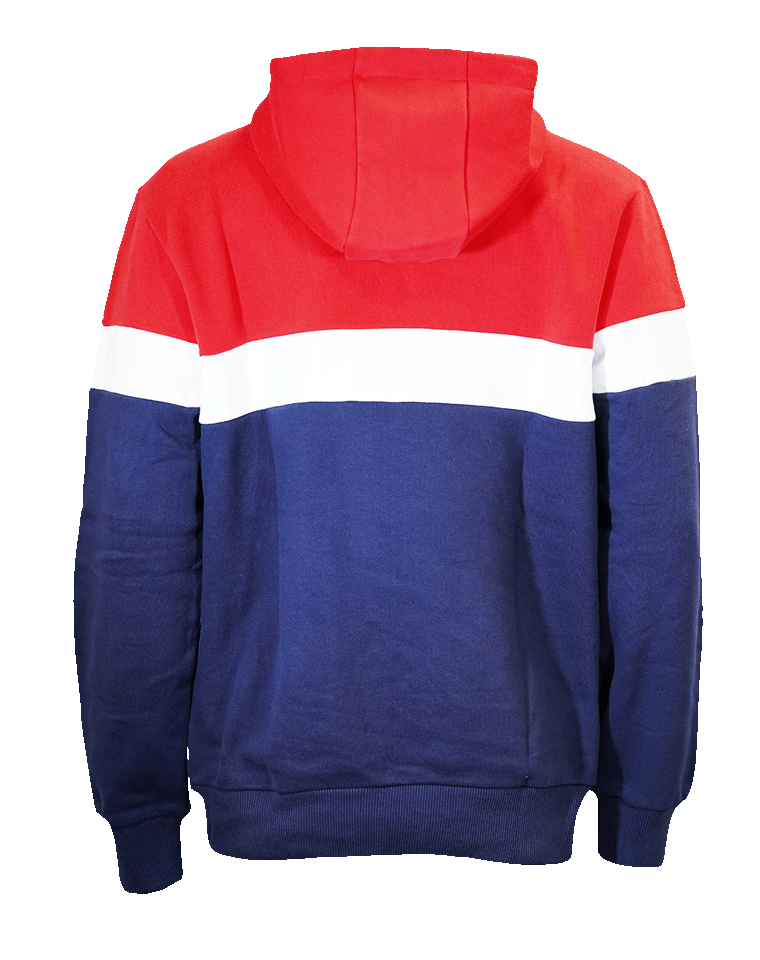 Hoodie Blockstreifen rot/navy M