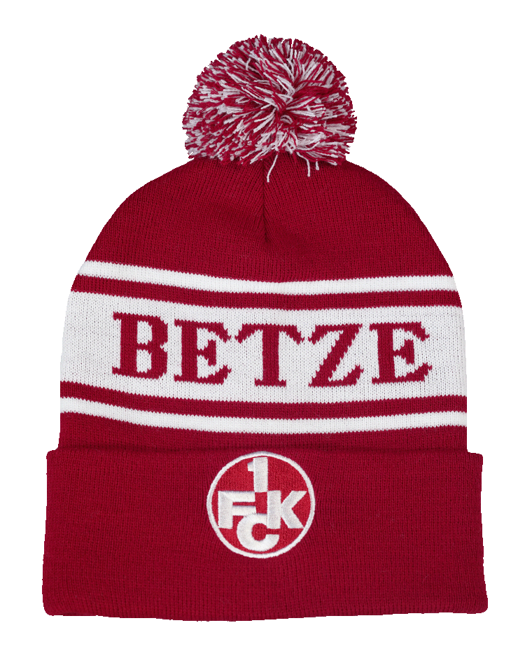 Bommel Beanie Betze rot/weiß