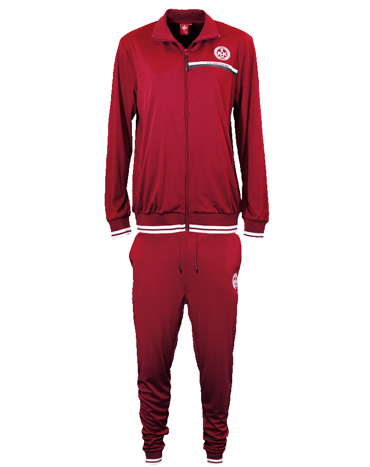 Trainingsanzug Logo im Lorbeerkranz rot
