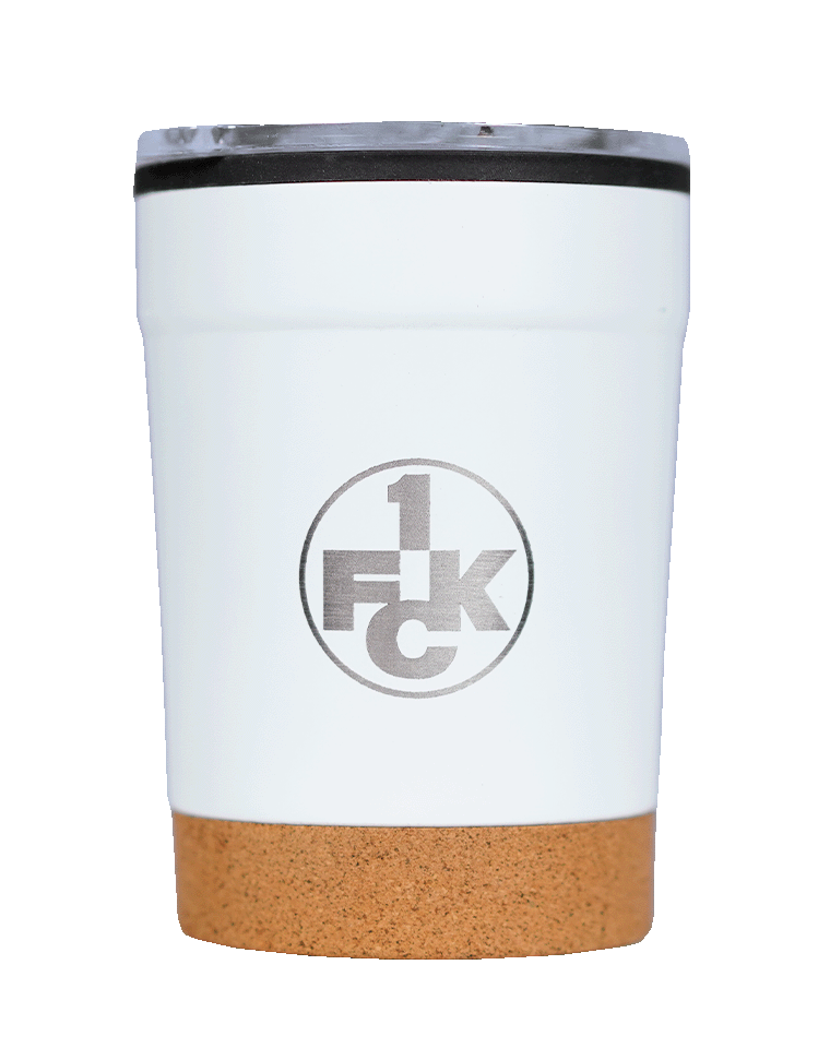 Edelstahlbecher Logo weiß