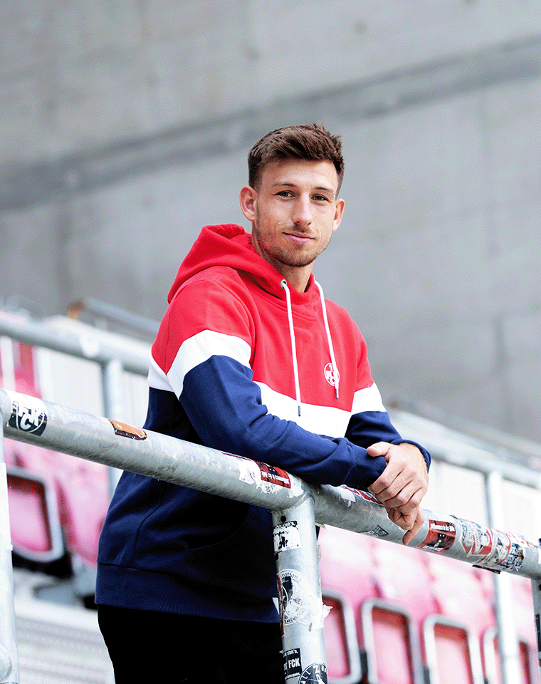 Hoodie Blockstreifen rot/navy M